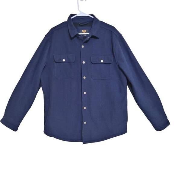 Lee Mens Regular Fit Navy Button-Up Shirt Jacket w/side pockets‎ - Picture 1 of 10